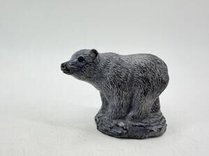 Soapstone Bear Figurine Gray Wildlife Animal Statue Rustic Lodge Cabin Decor